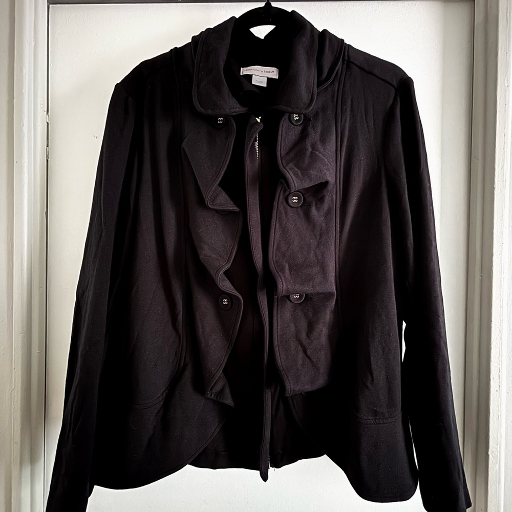 Christopher & Banks Black Ruffled Blazer